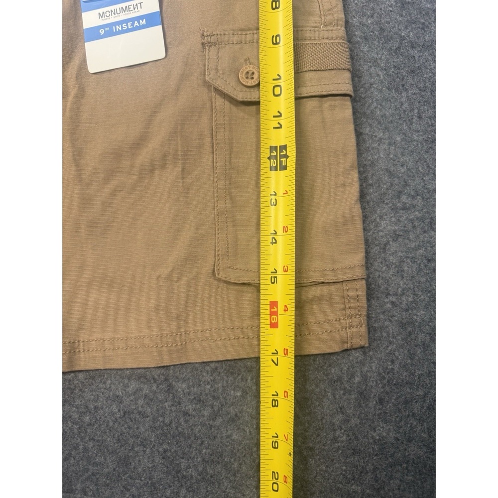 Monument Flex Tech Cargo Shorts Size 30 Cigar Khaki 9 Inch Inseam - Picture 5 of 9